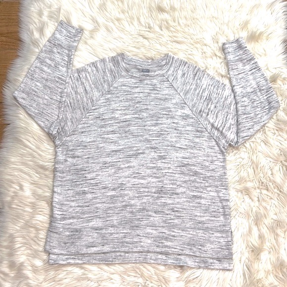 Aerie Oversized Long Sleeve Crewneck Pullover Sweatshirt Marled Grey Size S - Picture 3 of 9
